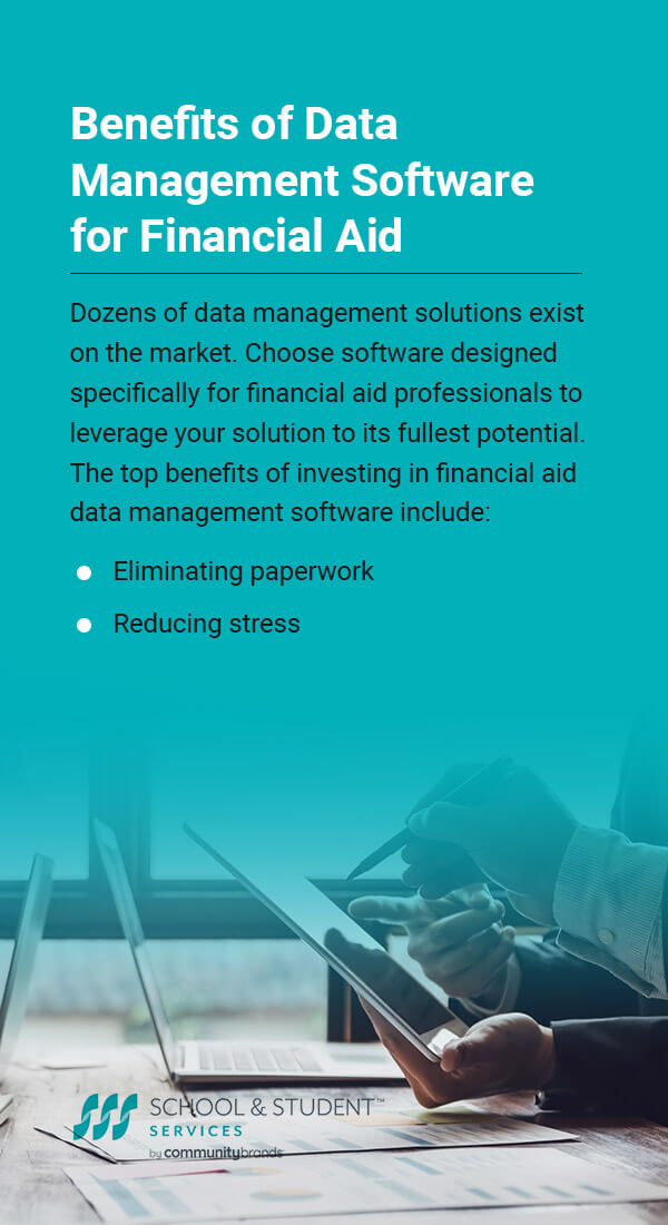 benefits of data management software for financial aid graphic